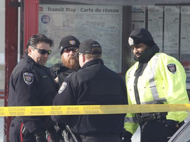 Police at the scene of a shooting at the Elmvale Mall in Ottawa on Thursday, January 31, 2019.