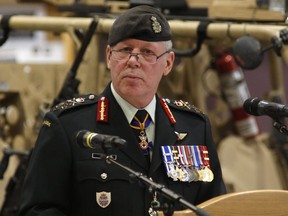 Chief of the Defence Staff General Jonathan Vance speaks at a Canadian Special Operations Forces Command change of command ceremony in Ottawa on Wednesday, April 25, 2018.