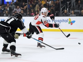 Mark Stone fires a shot on net during the Senators' game against the Kings in Los Angeles on Jan. 10.
