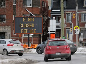 Elgin Street in Ottawa is now closed for construction. (Photo by Jean Levac)