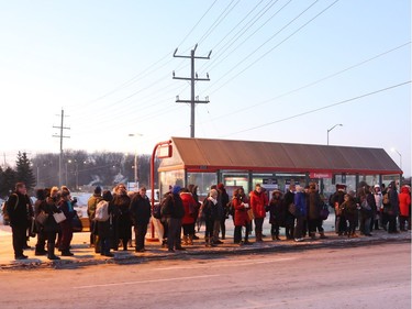 OC Transpo bus stop at the park and ride at Eagleson on Monday morning, January 14, 2019.   Photo by Jean Levac/Postmedia News  130772