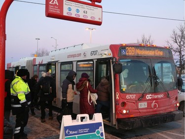 269 OC Transpo bus at the park and ride at Eagleson on Monday morning, January 14, 2019.