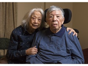 Anna Huang, 86, and her husband of 63 years Peter Huang, 91. Peter, who has Alzheimer's, had to wait 16 months in hospital  for a LTC bed after he had a stroke.