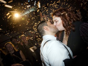 Chantalle Clarkin and Jorge Sosa seal the deal on a new year with a kiss.