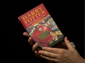 A first edition copy of the first Harry Potter book "Harry Potter and the Philosopher's Stone."