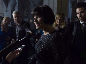 Minister of Health Ginette Petitpas Taylor speaks with the media following cabinet meeting on Parliament Hill in Ottawa on October 24, 2018. Health Minister Ginette Petitpas Taylor says the federal government is launching a new financial program in the spring for Canadians impacted by a now banned pregnancy drug, thalidomide. Health Canada says the Canadian Thalidomide Survivors Support Program will replace an existing program and provide a tax-free, lump sum payment to survivors to help cover health care needs.