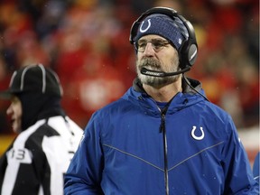 'It is hard to lose when you come this far with this team we have,' said Indianapolis Colts coach Frank Reich, seen on the sidelines during the second half of the NFL divisional playoff game against the Chiefs in Kansas City on Saturday, Jan. 12, 2019.