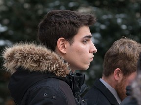 Chris Galletta stares straight ahead as he leaves the courthouse following the guilty verdict in his trial. Chris Galletta was 18 at the time of a crash that killed two girls, Michaela Martel and Maddie Clement, on June 18, 2017, along Fernbank Road. Another passenger, Sommer Foley, was injured.