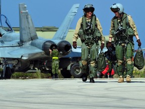 FILE: Canadians F18 pilots from the 425 Tactical Fighter squadron of 3 Wing Bagotville Quebec.