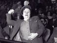 Ottawa mayor Charlotte Whitton throws out the first ball at the 1954 Ottawa Athletics season-opener at Lansdowne Park.