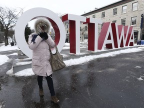 Francine Rochefort from North Bay is dressed properly for her Ottawa visit.