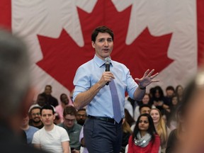Prime Minister Justin Trudeau participates in a town hall Q&A at Thompson Rivers University in Kamloops, B.C. on Wednesday Jan. 9, 2019.
