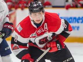 The Ottawa 67's Sasha Chmelevski, seen in a file photo, had the hat trick against Kingston to give him 18 goals on the season.