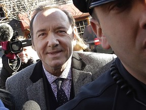 Actor Kevin Spacey arrives at district court on Monday, Jan. 7, 2019, in Nantucket, Mass.