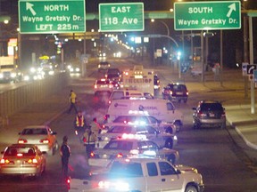 A holiday season Check Stop Campaign on 118 ave and Wayne Gretzky Drive in Edmonton.