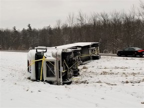 A FeEx truck that crashed on Hwy 401 near Napanee Thursday morning is to be offloaded Thursday night.