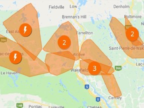 A power outage in west Quebec has left thousands without electricity.