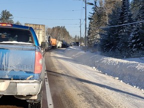 Traffic is backed up for kilometres on Highway 17 between Chalk River and Deep River following a serious crash.