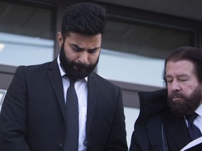 Jaskirat Singh Sidhu leaves provincial court in Melfort, Sask., Tuesday, January, 8, 2019. Sidhu, the driver of a transport truck involved in a deadly crash with the Humboldt Broncos junior hockey team's bus, has pleaded guilty to all charges against him.