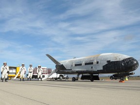 The U.S. Air Force's mysterious X-37B space plane, known simply as its "Orbital Test Vehicle," wrapped up a mission of 718 days on May 7, 2017. The unmanned vehicle has already completed four clandestine missions, carrying "classified" payloads on long-duration flights. The X-37B resembles NASA's retired space shuttle but, at 8.8 metres long, is much smaller.