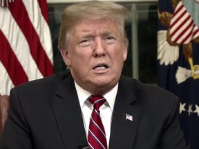 U.S. President Donald Trump delivers a TV address on Jan. 8, 2019.