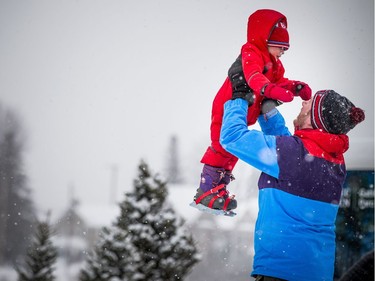 20-month-old Seamus Harbic with Rob Harbic on his first day on the canal during Winterlude Sunday Feb. 3, 2019.