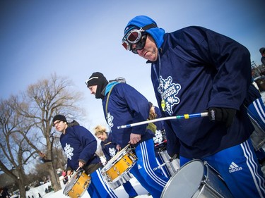 People enjoyed the sunshine in the Snowflake Kingdom in Jacques-Cartier Park Sunday Feb. 10, 2019 part of the Winterlude festivities. Martin Bonin of Zuruba lead the drumming group, entertaining the crowds.