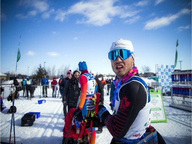 Third place finisher of the 51km race Olivier Hamel at the finish line of the Gatineau Loppet, Saturday Feb. 16, 2019.