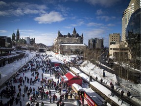 Ottawa's downtown was busy with people out enjoying Winterlude festivities, including skating on the canal Saturday Feb. 16, 2019.   Ashley Fraser/Postmedia