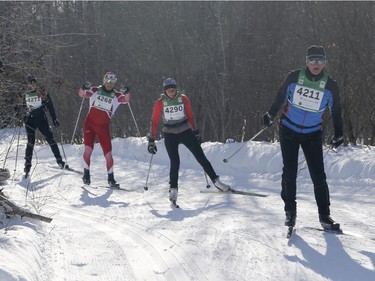 Skiers take part in the 27km free technique cross-country ski race at the Gatineau Loppet on Sunday, February 17, 2019.
