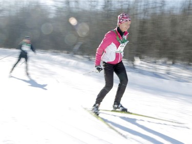 A skier takes part in the 27km free technique cross-country ski race at the Gatineau Loppet on Sunday, February 17, 2019