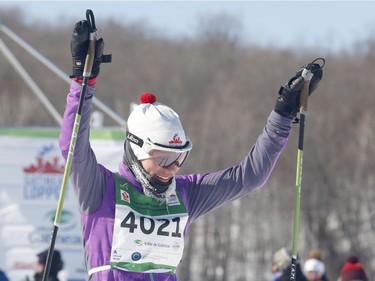 Myriam Grenier-Levesque wins the women's 27km free technique cross-country ski race at the Gatineau Loppet on Sunday, February 17, 2019.
