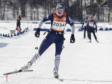 Elizabeth Izzo wins the women's 51km free technique cross-country ski race at the Gatineau Loppet on Sunday, February 17, 2019.