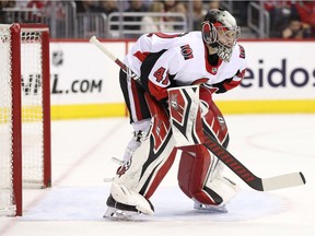 Goalie Craig Anderson of the Ottawa Senators looks on against the Washington Capitals during the second period at Capital One Arena in Washington on Feb. 26.