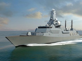 A representation of the BAE Systems Type 26 Global Combat Ship. Artist's concept courtesy of BAE/Lockheed Martin Canada