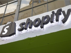 The exterior first bricks-and-mortar location for Shopify is shown in Los Angeles in this recent handout photo. E-commerce company Shopify will open its first bricks-and-mortar location meant for the public Thursday. The Ottawa-based brand says the space in downtown Los Angeles will help it connect with entrepreneurs and aid them in growing their companies. The location it is opening is at Row DTLA, a historic district filled with shops, restaurant and offices.