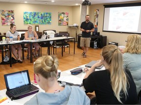 In this file photo, Erik Hesse of Algonquin College teaches the PSW class at the Perley and Rideau Veterans' Health Centre in 2018.