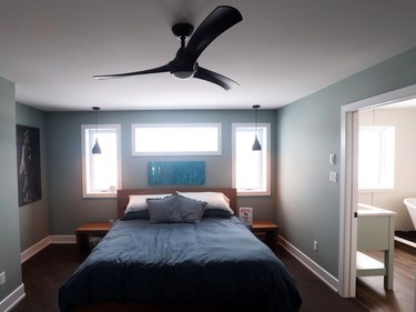 Neither too large or too small, the master bedroom offers both lots of light and privacy.