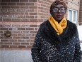 Dahabo Ahmed Omer, a spokeswoman for the Justice for Abdirahman Coalition, stands at 55 Hilda St., where Abdirahman Abdi was involved in what proved to be a fatal confrontation with Ottawa police in 2016.
