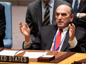 Elliott Abrams, the U.S. envoy for Venezuela, speaks to the United Nations Security Council meeting on Venezuela on Feb. 26, at the United Nations in New York City.