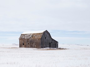 A barn in winter.