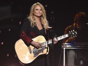 FILE - In this April 15, 2018 file photo, Miranda Lambert performs "Keeper of the Flame" at the 53rd annual Academy of Country Music Awards at the MGM Grand Garden Arena in Las Vegas.