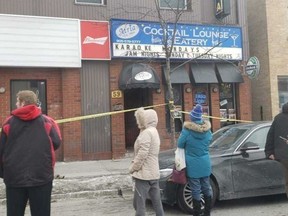 The Atria cocktail lounge, in Oshawa, Ont., is seen closed off after a deer broke a window and made its way inside, in a Sunday, Feb. 10, 2019, handout photo.