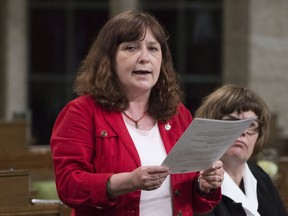 NDP MP Marjolaine Boutin-Sweet rises in the House of Commons in Ottawa on June 3, 2016. The federal NDP is losing another incumbent, as Quebec MP Marjolaine Boutin-Sweet says she will not be seeking re-election later this year. The decision represents the latest blow to the third-place party, which has already seen a slew of MPs leave or announce their decision not to run for another term in October.