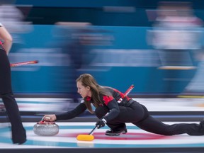 Canada's skip Rachel Homan delivers a shot as they face Switzerland during preliminary round in women's curling at the Pyeonchang Winter Olympics Sunday, February 18, 2018 in Gangneung, South Korea. Ontario's Rachel Homan is looming for her fourth national women's curling title as the Scotties Tournament of Hearts gets underway.