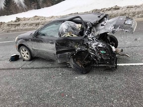 Ottawa Paramedic Services posted this picture of one of the vehicles in a crash at Hwy 417 and Moodie Drive. There were only minor injuries in the crash.