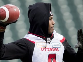 Quarterback Dominique Davis was with the Redblacks all through the 2018 season, but was employed mostly on QB sneaks on third-down plays.