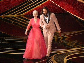 Helen Mirren and Jason Momoa setting fire to the stage.