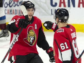 Senators centre Matt Duchene, left, and winger Mark Stone (61) have both been the subject of trade speculation given that they can become free agents if they're not signed to extensions before July.