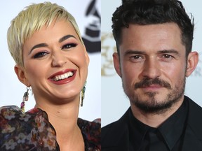 A combination photo of Katy Perry and Orlando Bloom.